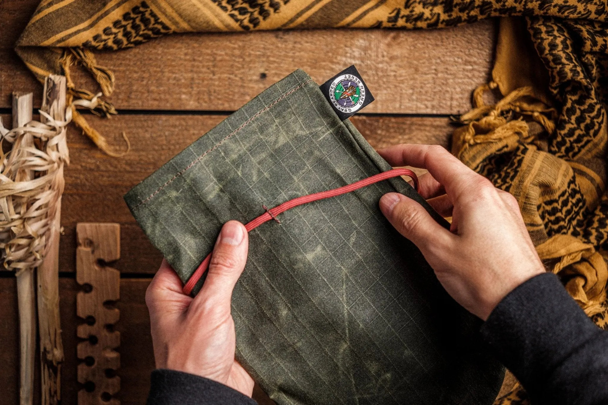 GB2 Waxed Canvas Tinder Pouch with Secure Tie Closure