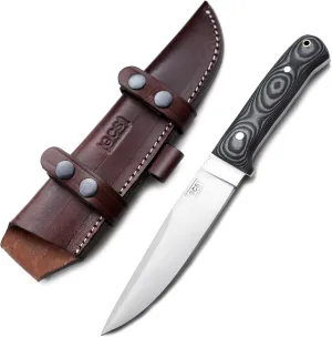 GCS Handmade Micarta Handle D2 Tool Steel Tactical Hunting Knife with leather sheath Full tang blade designed for Hunting & EDC GCS 19
