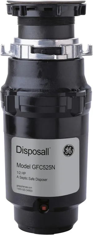 GE GFC525N Sink 1/2 HP Continuous Feed Disposer, Black