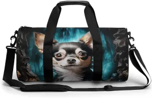Gem Cave Chihuahua Gym Bag Small Travel Duffle Bag with Compartment Carry On Weekender Bag for Women Men