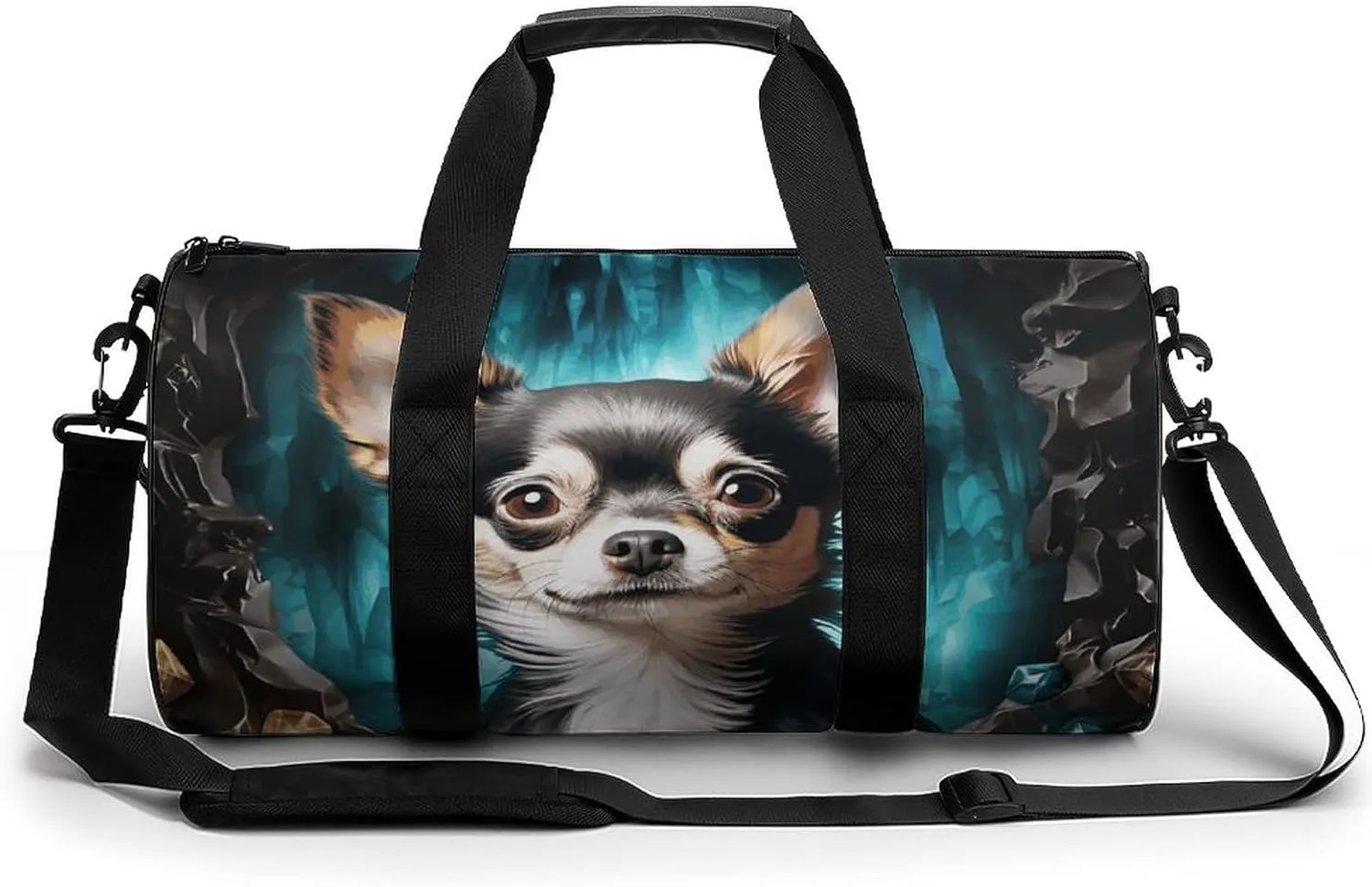 Gem Cave Chihuahua Gym Bag Small Travel Duffle Bag with Compartment Carry On Weekender Bag for Women Men
