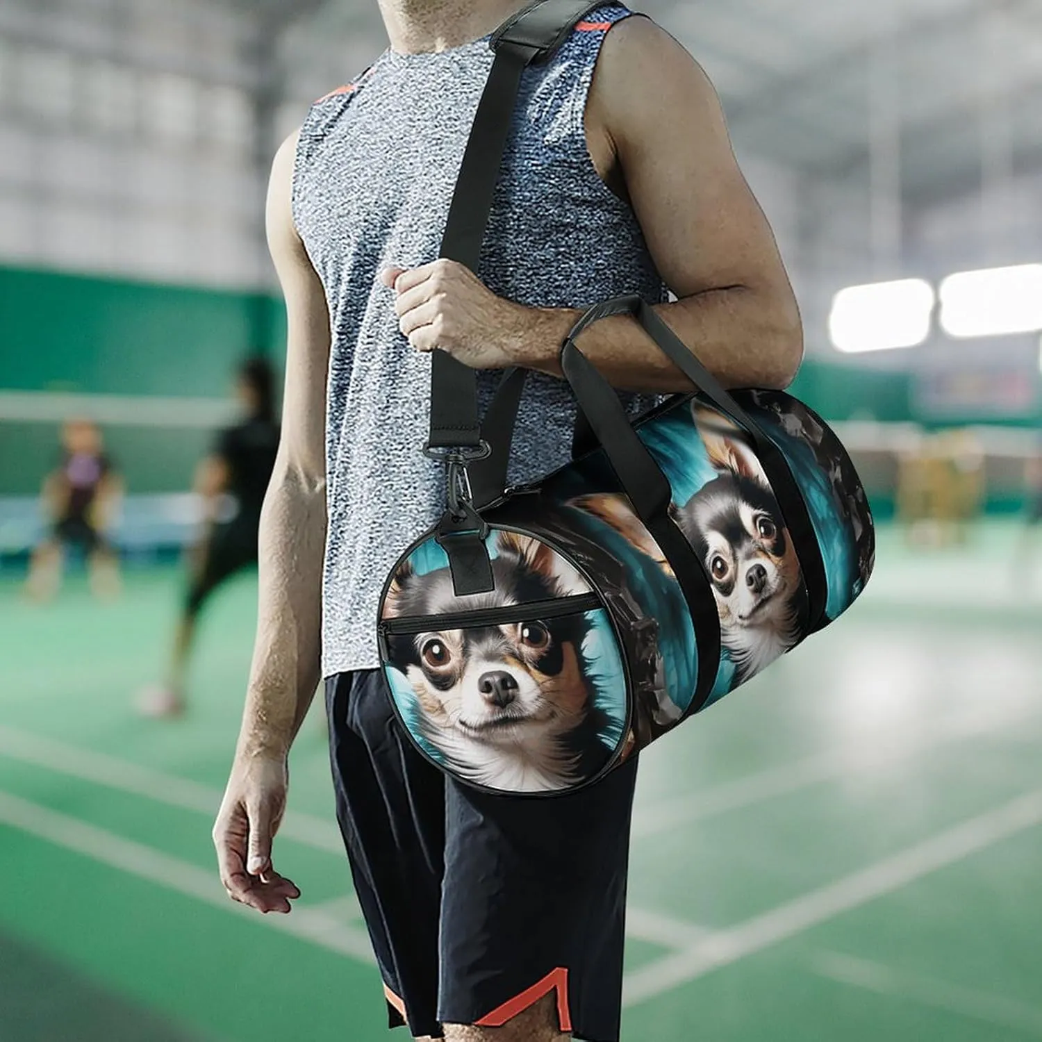 Gem Cave Chihuahua Gym Bag Small Travel Duffle Bag with Compartment Carry On Weekender Bag for Women Men