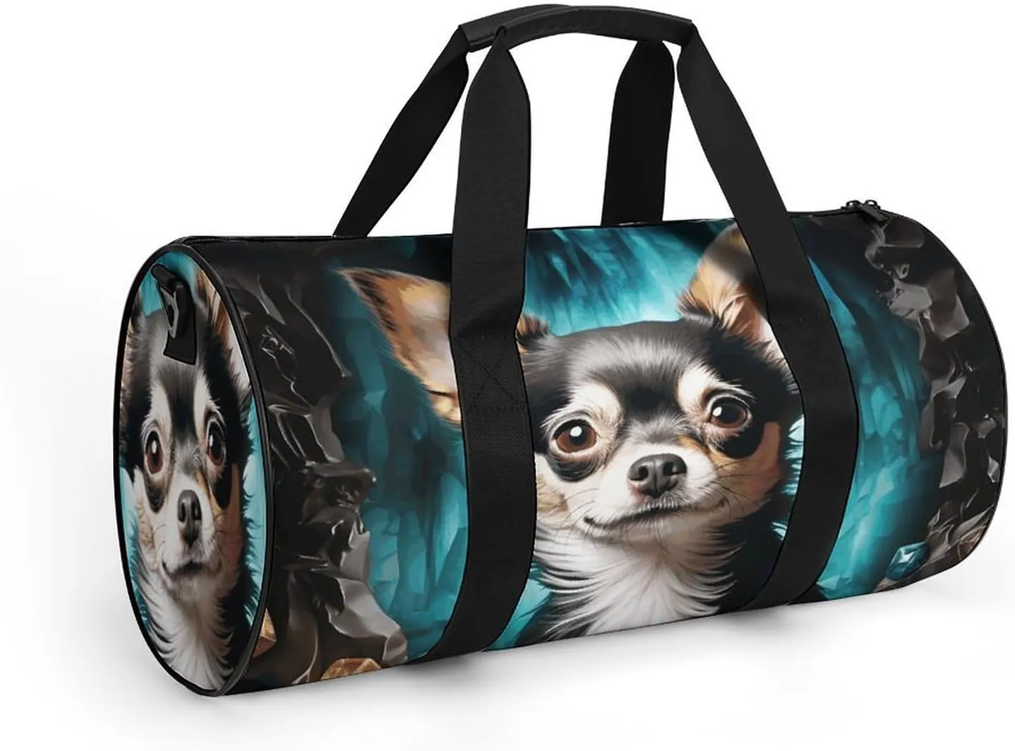 Gem Cave Chihuahua Gym Bag Small Travel Duffle Bag with Compartment Carry On Weekender Bag for Women Men