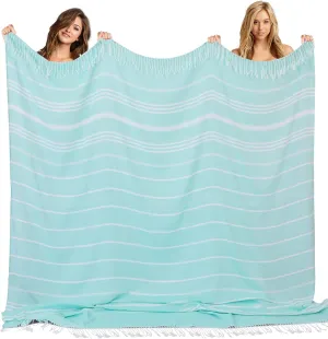 Genovega Turkish Beach Towel Soft Absorbent Oversized Quick Dry Extra Large Sand Free Sarong Coverups Lightweight Fast Drying Sandless Compact Packable Foldable Stuff Adult Bath Bathroom