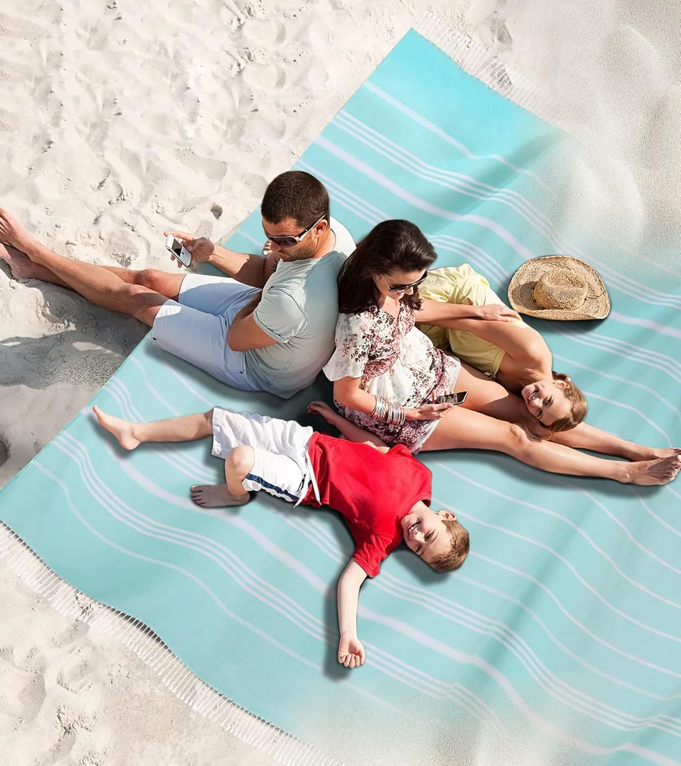 Genovega Turkish Beach Towel Soft Absorbent Oversized Quick Dry Extra Large Sand Free Sarong Coverups Lightweight Fast Drying Sandless Compact Packable Foldable Stuff Adult Bath Bathroom