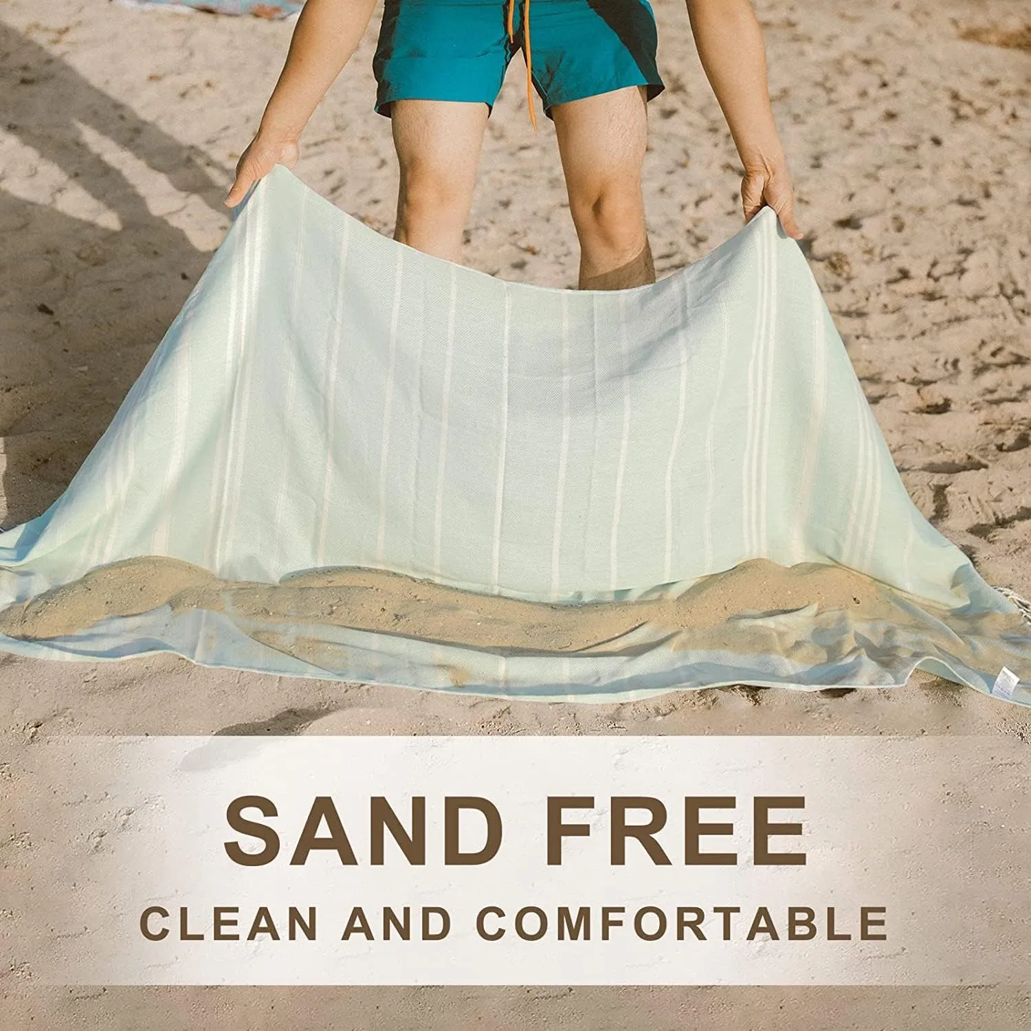 Genovega Turkish Beach Towel Soft Absorbent Oversized Quick Dry Extra Large Sand Free Sarong Coverups Lightweight Fast Drying Sandless Compact Packable Foldable Stuff Adult Bath Bathroom