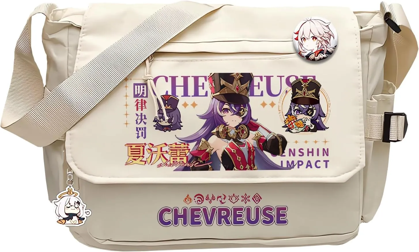 Genshin Impact Handbag Chevreuse Crossbody Bag Cute Single Shoulder Bag Adult 3D Print Anime Backpack Bag