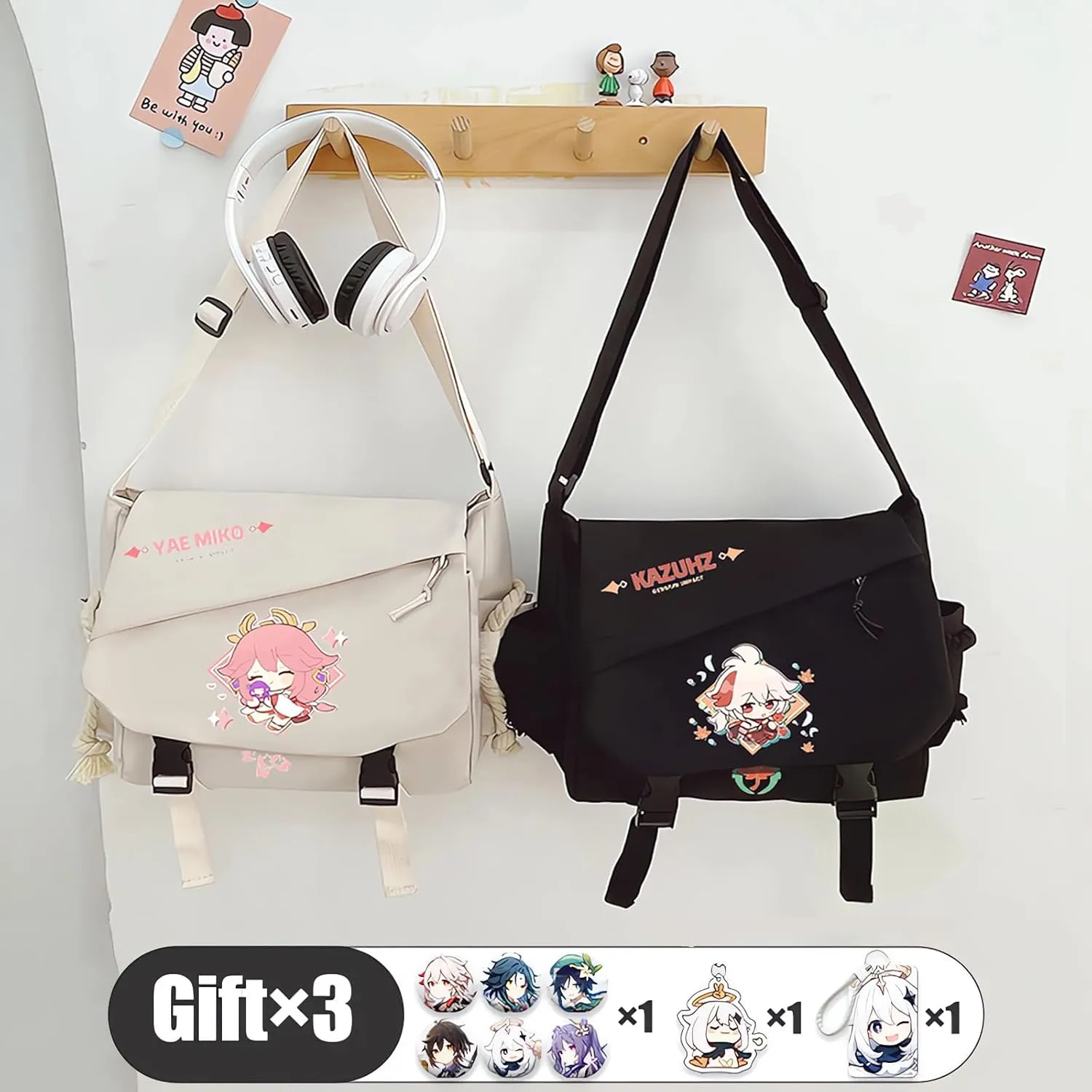 Genshin Impact Handbag Furina Crossbody Bag Single Shoulder Bag Adult Anime 3D Print Backpack White Bag