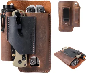 Gentlestache Leather Multitool Sheath - Belt Clip EDC Belt Organizer - Leather Multi Tool Holster for Belt - Multitool Holder