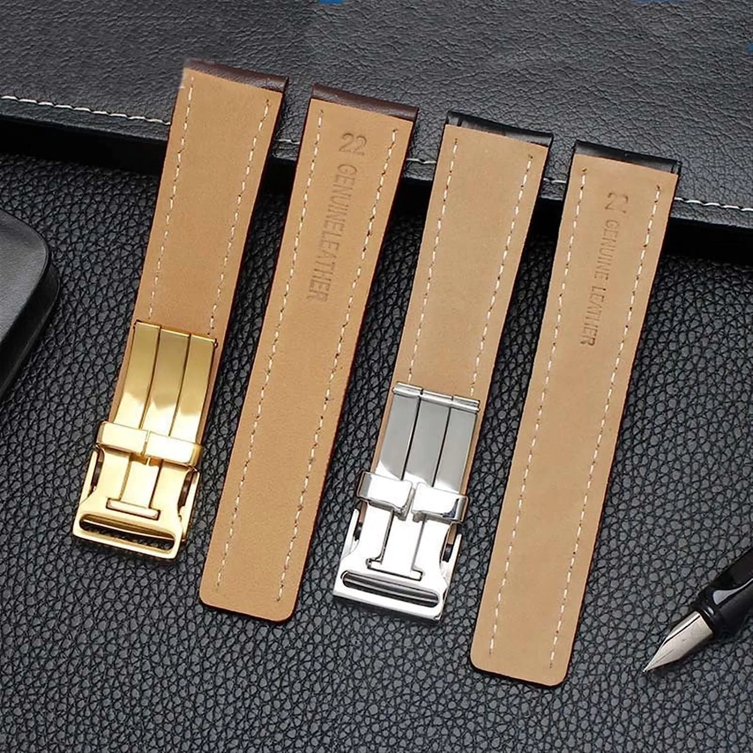Genuine cow Leather Strap For Breitling watch Band with Deployment buckle WatchBands bracelet 22mm 24mm