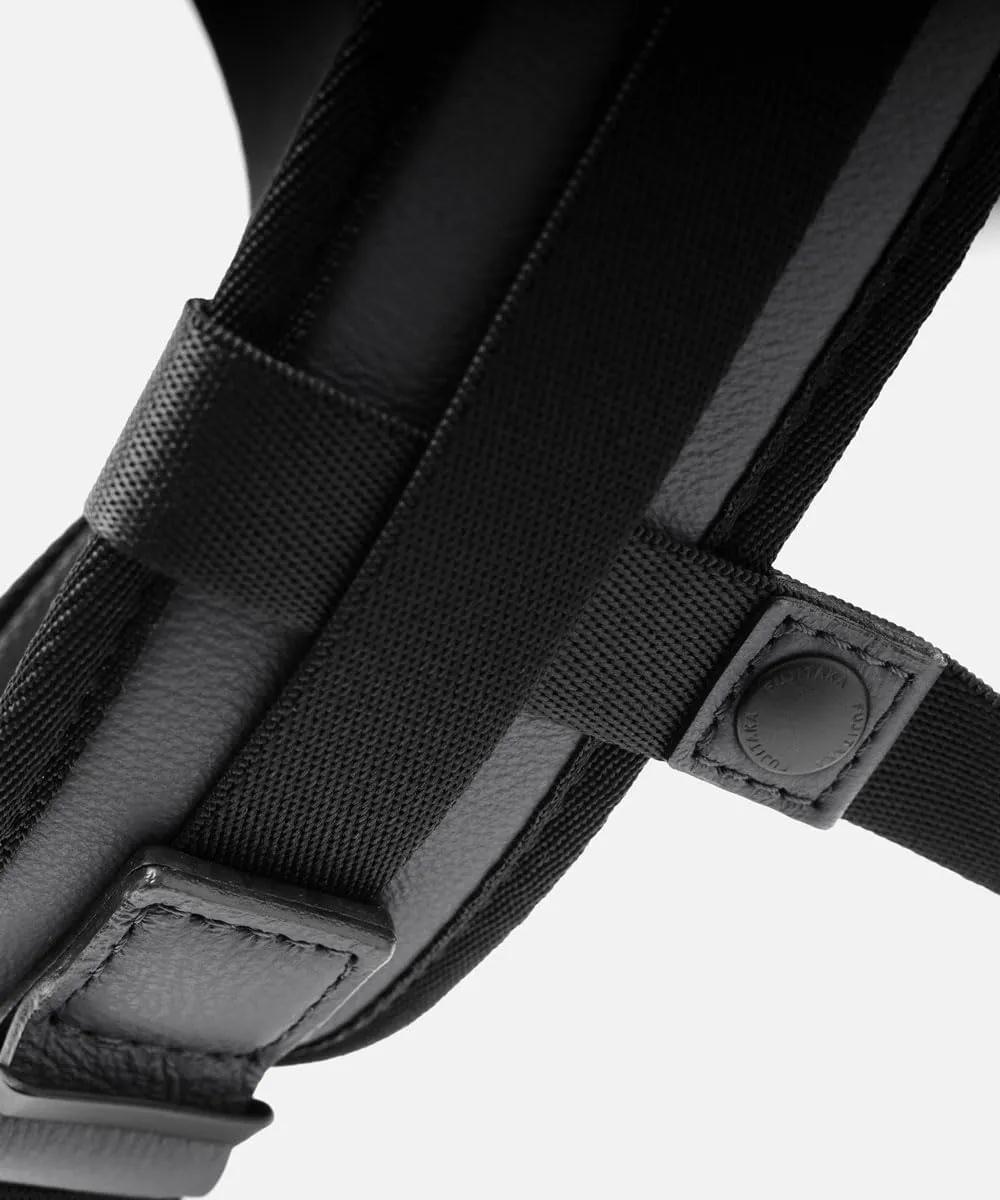 Genuine Leather Backpack A4 Slim Gusset Width Locus, Made In Japan, No.672701, Black