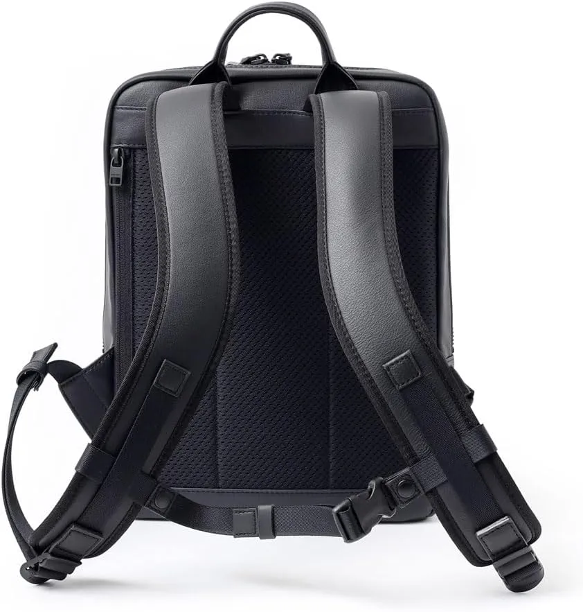 Genuine Leather Backpack A4 Slim Gusset Width Locus, Made In Japan, No.672701, Black
