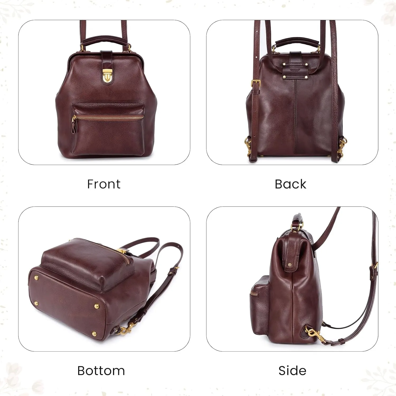 Genuine Leather Backpack Purse for Women Casual Daypack Small Business Casual Fashion Backpack for Women(Coffee)