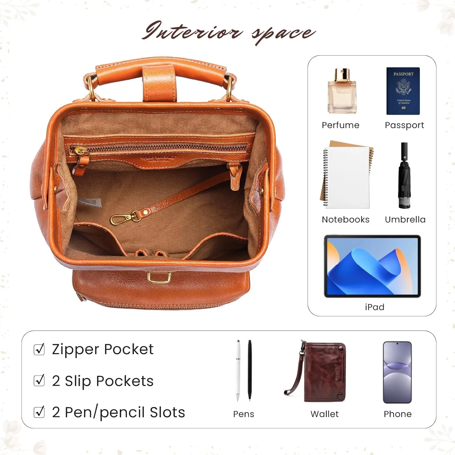 Genuine Leather Doctor Backpack (Chestnut)