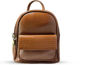 Genuine Leather Luxury Mini Backpack Multi-functional Elegant Daypack Shopping Travel Leisure (Tan)