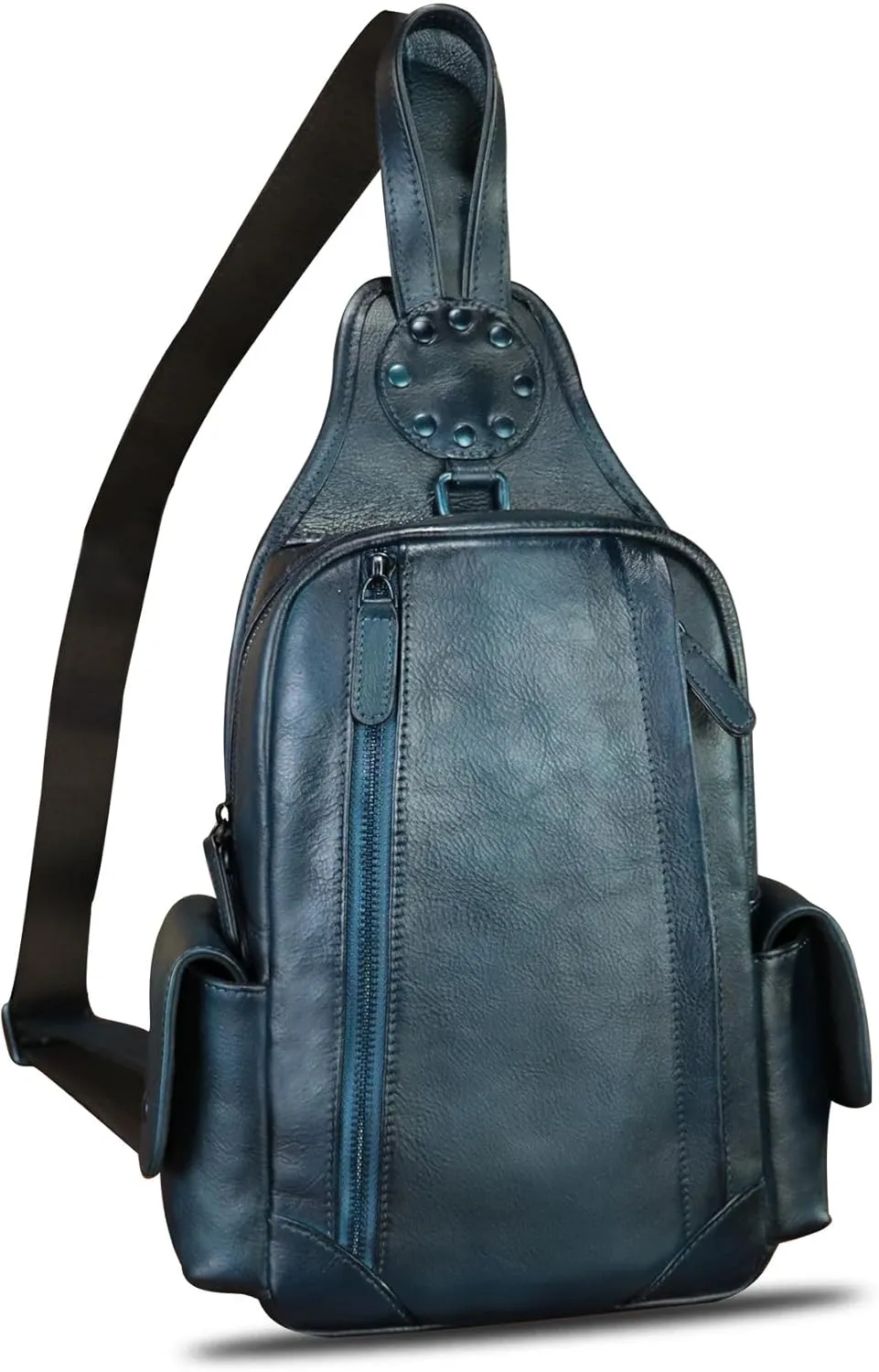 Genuine Leather Silng Bag for Men and Women Vintage Leather Sling Backpack Chest Purse Crossbody Bag