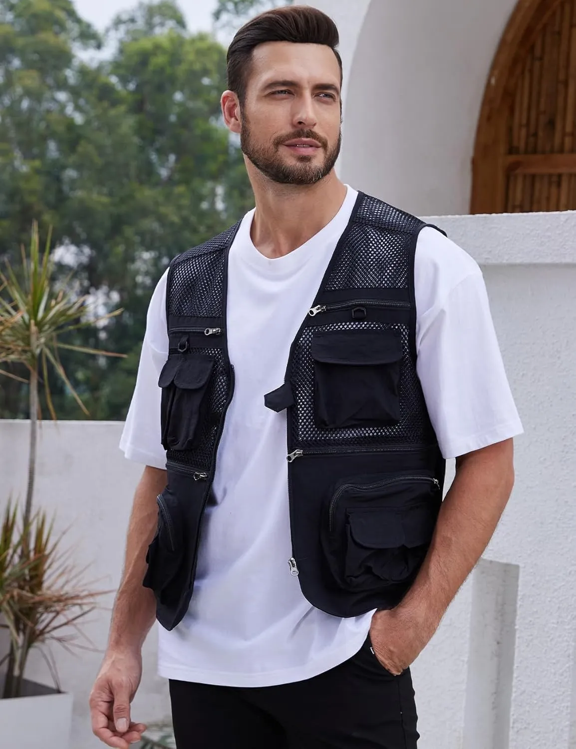 Gihuo Men's Fishing Safari Vest with Pockets for Summer Travel