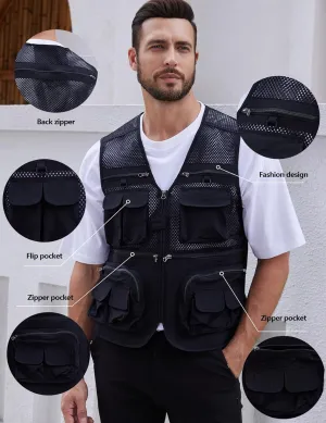 Gihuo Men's Fishing Safari Vest with Pockets for Summer Travel