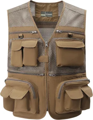 Gihuo Men's Utility Vest Fishing Safari Vest Summer Travel Vest with Pockets