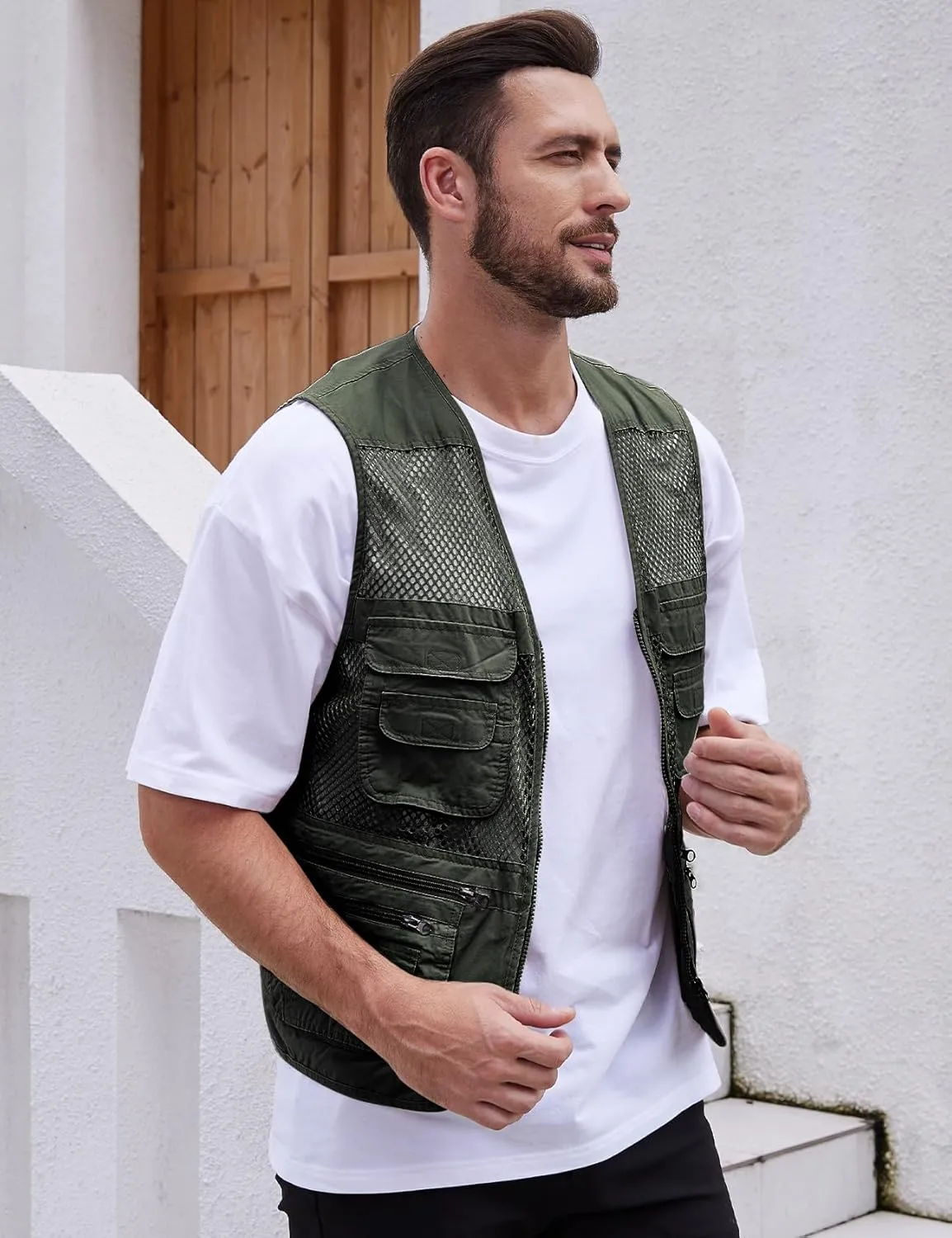 Gihuo Men's Utility Vest Fishing Safari Vest Summer Travel Vest with Pockets