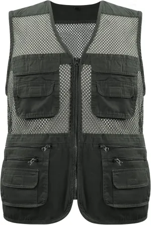 Gihuo Men's Utility Vest Fishing Safari Vest Summer Travel Vest with Pockets