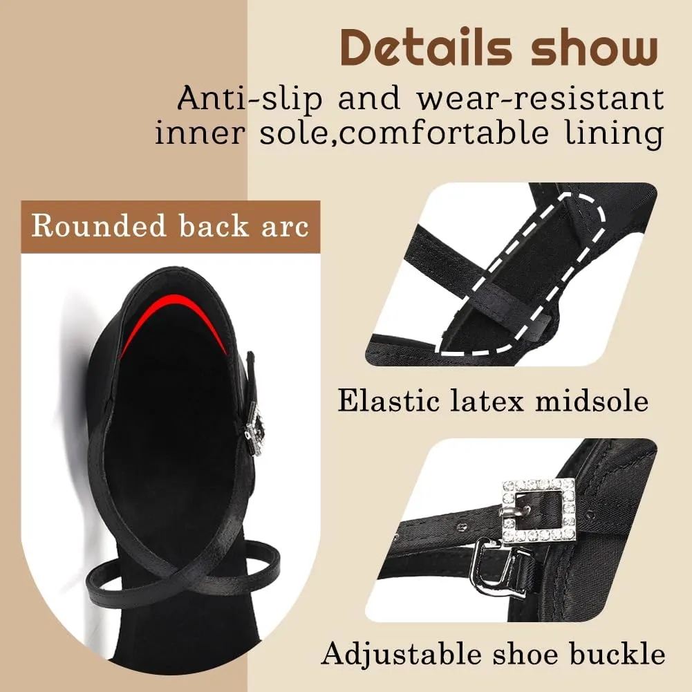 Gilrs Latin Dance Shoes Tan Low Heel Tango Salsa Ballroom Dance Practice Shoes