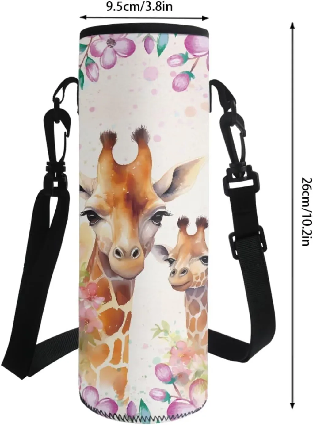Giraffe Flower Printed 4 in 1 School Backpack Set with Insulated Lunch Bag, 17 Inch Backpack with Pencil Case, Water Bottle Holder for Travel Camping