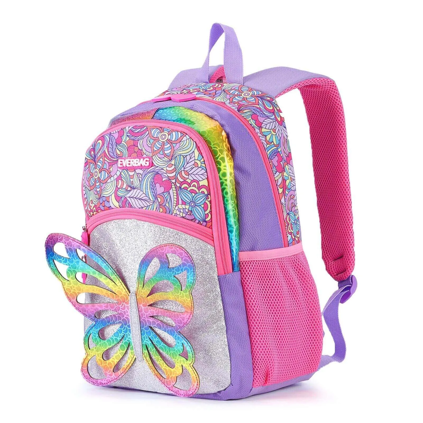 Girls 3D Butterfly Glitter Backpack for Kids - Purple