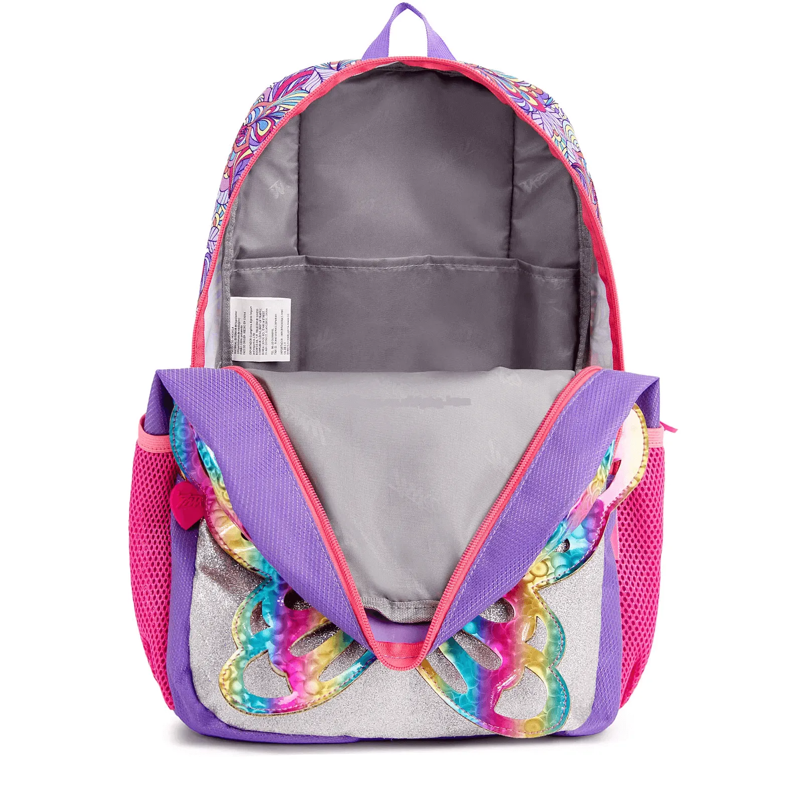 Girls 3D Butterfly Glitter Backpack for Kids - Purple