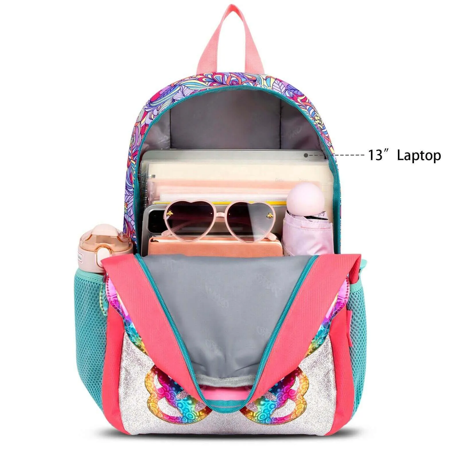 Girls 3D Butterfly Glitter Backpack for Kids - Purple