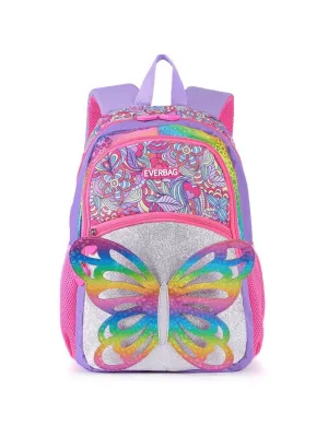 Girls 3D Butterfly Glitter Backpack for Kids - Purple