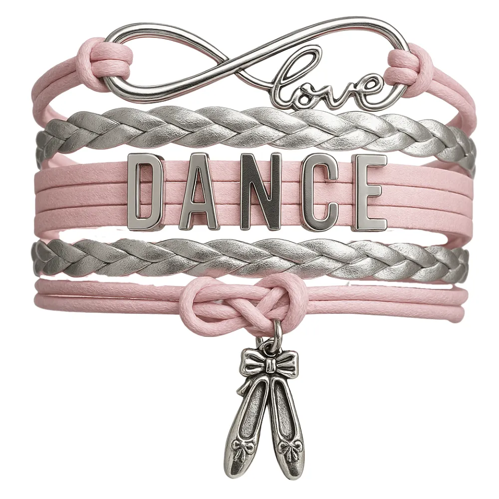 Girls Dance Infinity Bracelet - Choose Charm & Colors