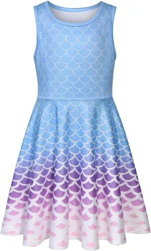 Girls Dress Sleeveless Long Sleeve Kids Toddler Little Big Girl Unicorn Mermaid Casual Dresses
