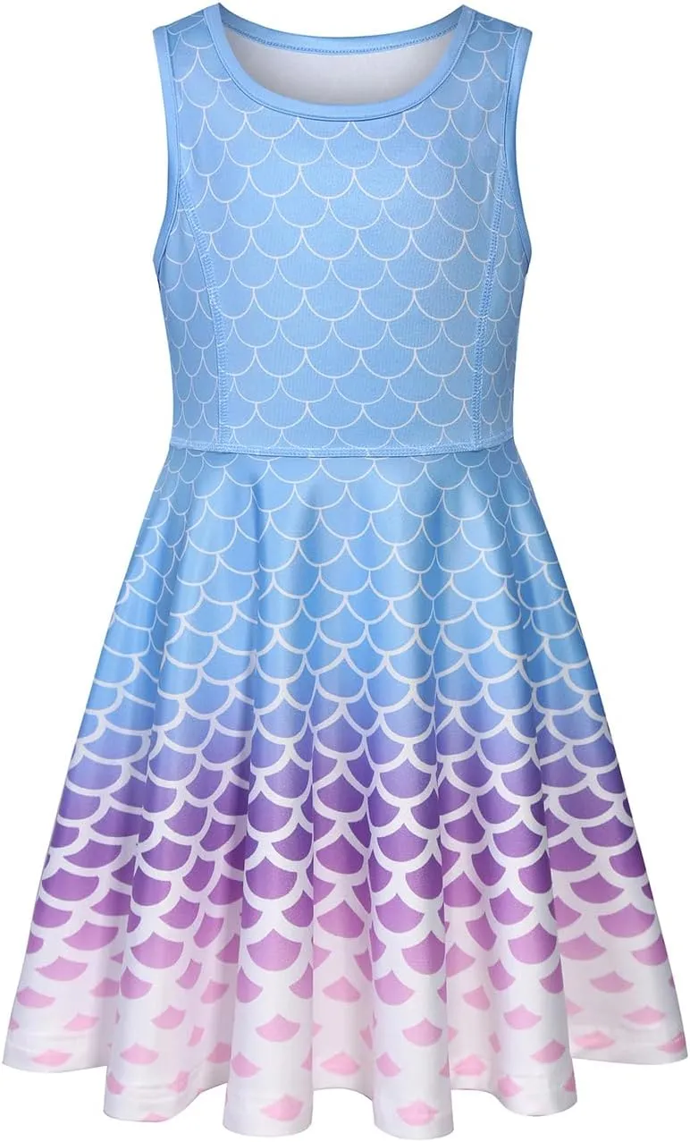 Girls Dress Sleeveless Long Sleeve Kids Toddler Little Big Girl Unicorn Mermaid Casual Dresses