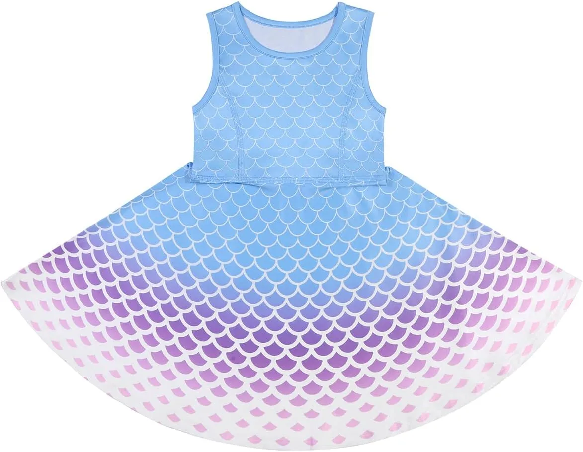 Girls Dress Sleeveless Long Sleeve Kids Toddler Little Big Girl Unicorn Mermaid Casual Dresses