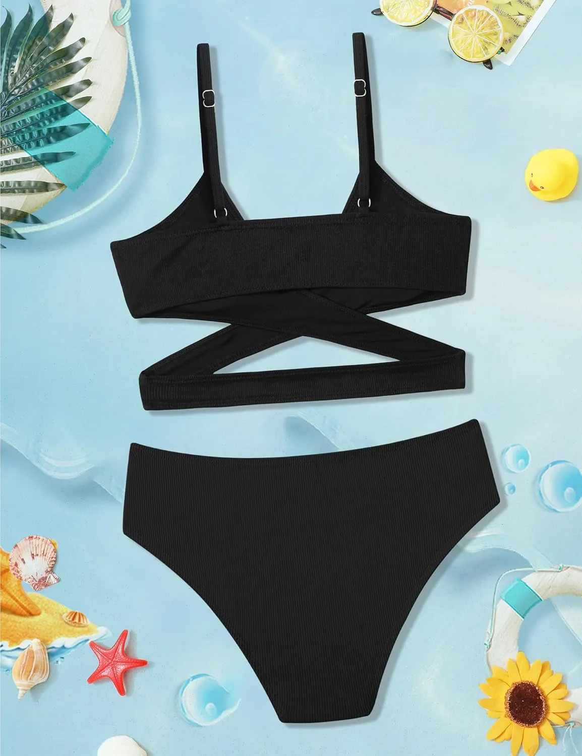 Girls Swimsuits Bikini Set,Two Piece Swimsuit Criss Cross Bathing Suit Girls' Swimwear