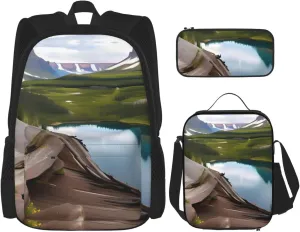 Glacier National Park Print Versatile Adjustable Shoulder Fashion Backpack Lunch Bag Pencil Case Large Capacity