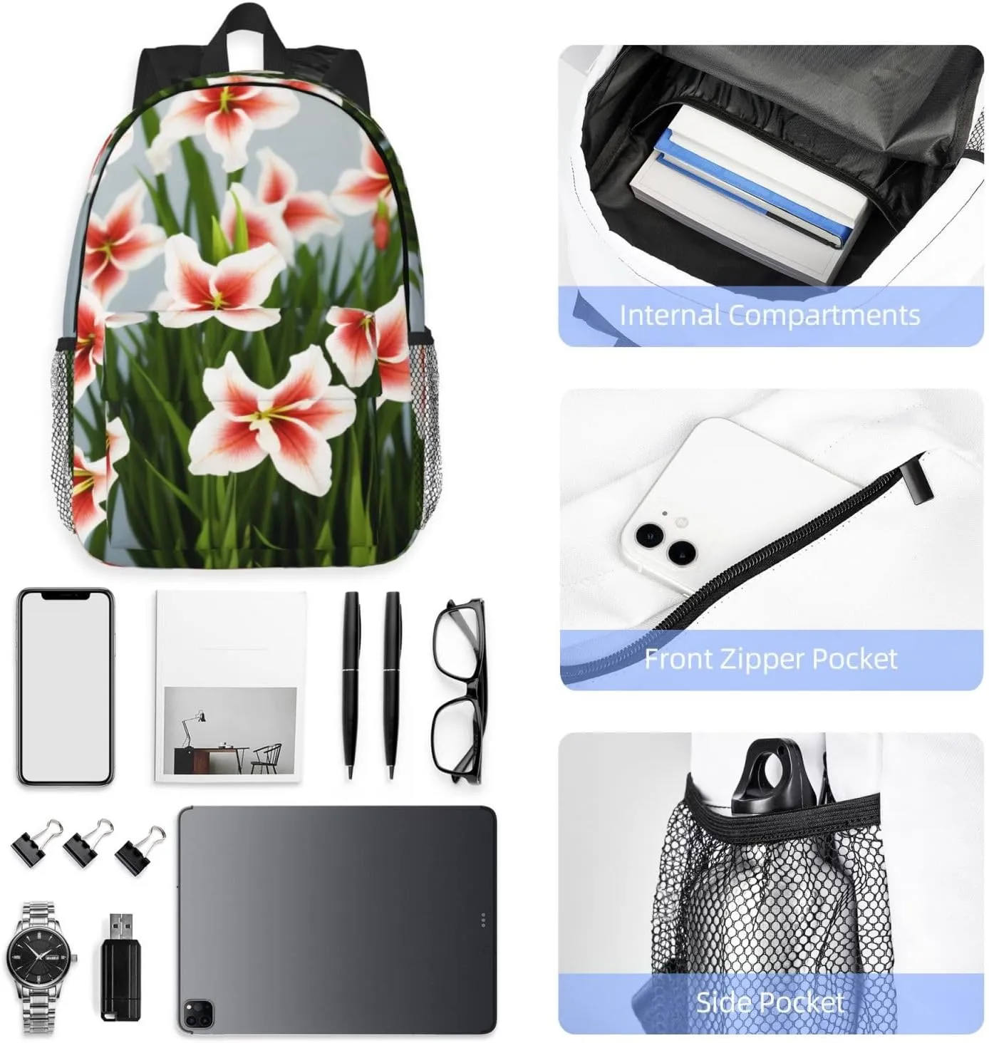 Gladioluses Backpack Lightweight Casual Backpack Double Shoulder Bag Travel Daypack With Laptop Compartmen