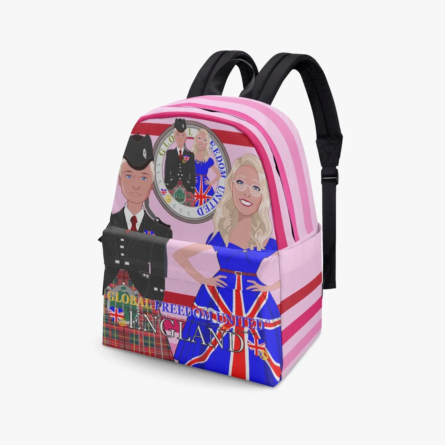GLOBAL FREEDOM UNITED© Couple England Pink1 - All-over-print Canvas Backpack