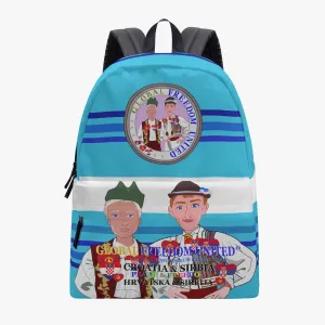 GLOBAL FREEDOM UNITED© Men Croatia & Serbia BLUE All-over-print Canvas Backpack