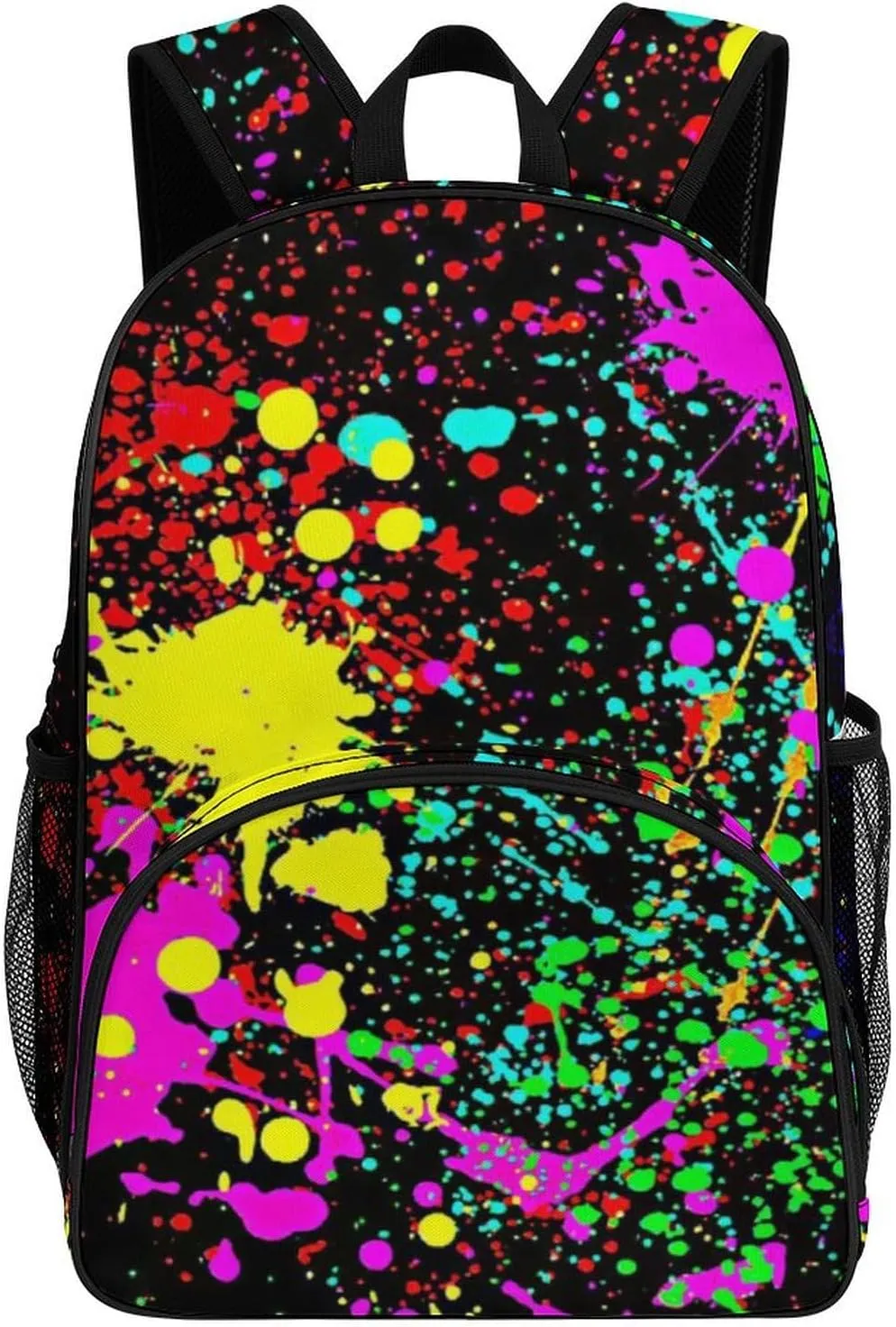 Glow in Dark Splatter Neon (2) Backpack for Worker Teacher Business Hiking Travel Bag Shoulders Bag
