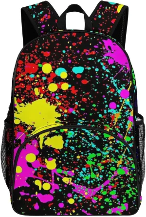 Glow in Dark Splatter Neon (2) Backpack for Worker Teacher Business Hiking Travel Bag Shoulders Bag