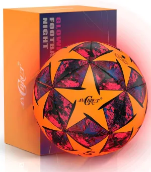 Glow in The Dark Soccer Ball, Light Up Indoor&Outdoor, Gifts for 3-15 Kids/Teens, Red LED Lights, Pre-Installed Batteries, Includes Pump-Size 3/4/ 5