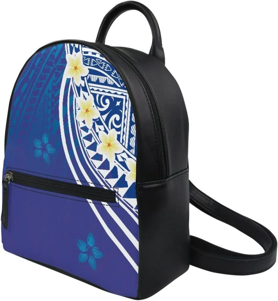 GLUDEAR Polynesian Flower Printed Backpack for Womens Girls Small Daypack Shoulder Bag Casual Travel Bookbag,Blue American Samoa,OneSize