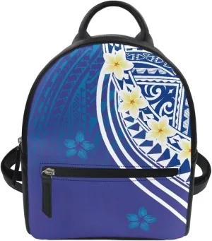 GLUDEAR Polynesian Flower Printed Backpack for Womens Girls Small Daypack Shoulder Bag Casual Travel Bookbag,Blue American Samoa,OneSize