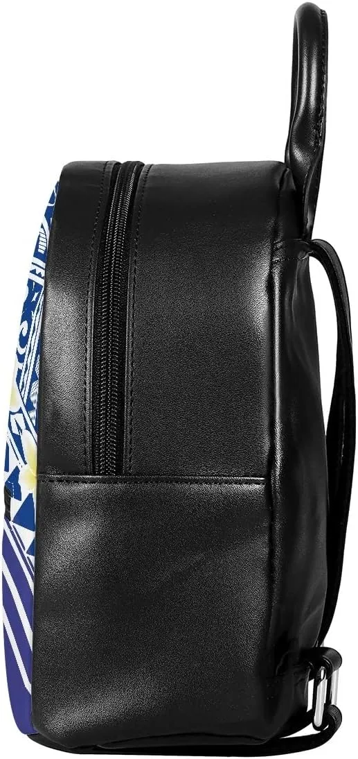 GLUDEAR Polynesian Flower Printed Backpack for Womens Girls Small Daypack Shoulder Bag Casual Travel Bookbag,Blue American Samoa,OneSize