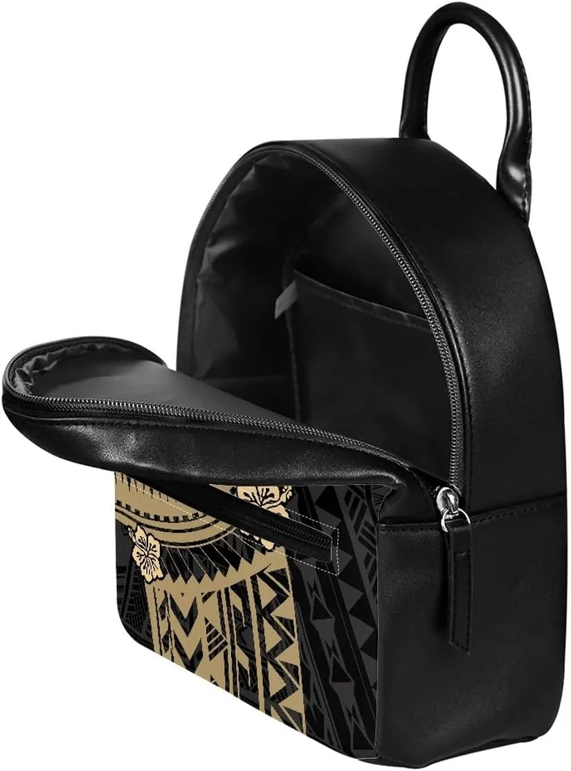 GLUDEAR Polynesian Flower Printed Backpack for Womens Girls Small Daypack Shoulder Bag Casual Travel Bookbag,Brown Polynesian Hibiscus,OneSize