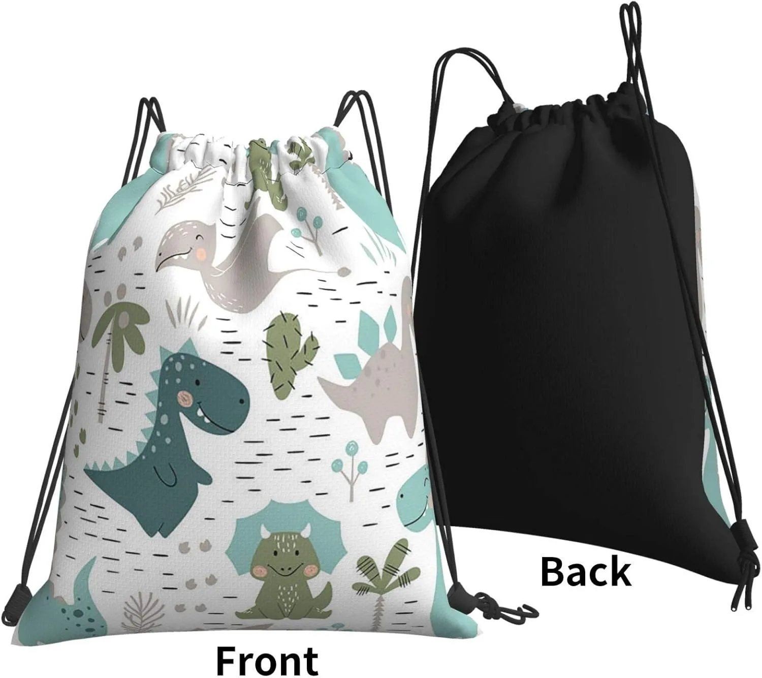 Gocerktr Cartoon Dinosaur Drawstring Backpack Waterproof Lightweight String Bag For Outdoor Yoga Gym Swimming Travel