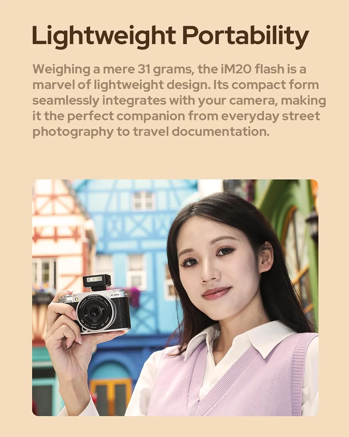 Godox iM22 iFlash Camera Flash and Lightweight Portability Single-Contact Hotshoe Lithium Battery Type-C Charging 440 Full-Power Flashes