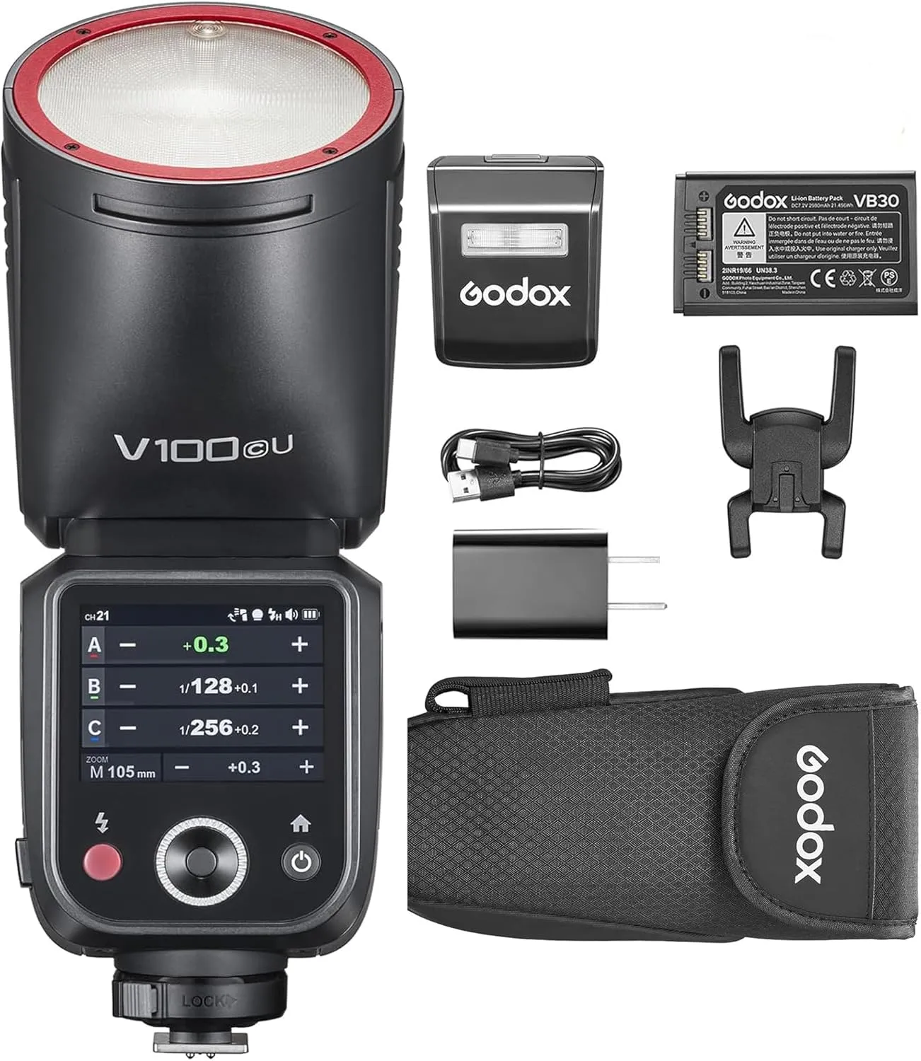 Godox V100C for Canon GODOX Flash V100-C Round Head Touch Screen Flash, Built-in Lithium Battery, 10 Level LED Modeling Lamp, for Canon 5D Mark IV/Canon RP/Canon M50/etc, V1 for Canon Upgraded
